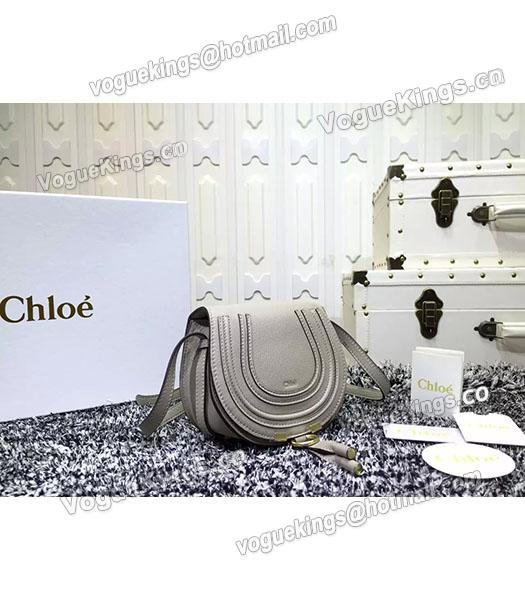 Chloe Grey Calfskin Leather Litchi Veins Shoulder Bag-2
