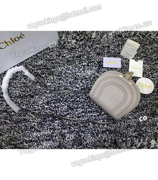 Chloe Grey Calfskin Leather Litchi Veins Shoulder Bag-3
