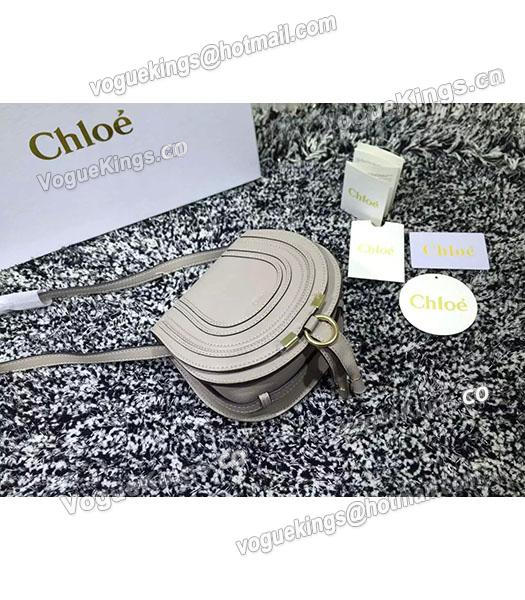 Chloe Grey Calfskin Leather Litchi Veins Shoulder Bag-4