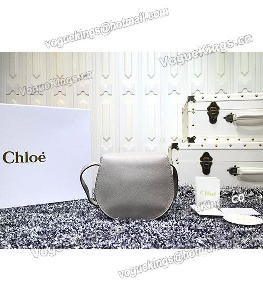 Chloe Grey Calfskin Leather Litchi Veins Shoulder Bag-5