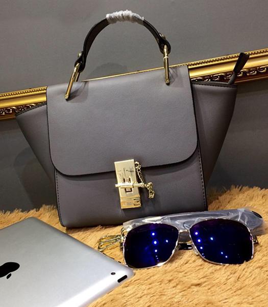 Chloe Grey Leather Small Tote Bag Golden Hardware