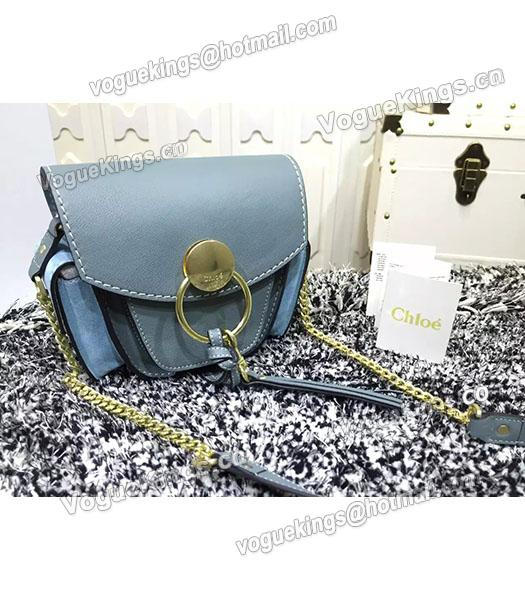 Chloe Jodie Light Blue Leather Small Shoulder Bag Golden Chain-1