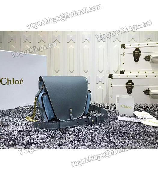 Chloe Jodie Light Blue Leather Small Shoulder Bag Golden Chain-2