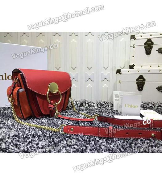 Chloe Jodie Red Leather Small Shoulder Bag Golden Chain-1
