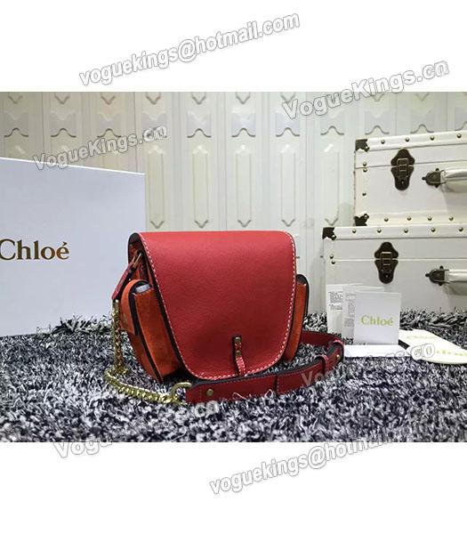 Chloe Jodie Red Leather Small Shoulder Bag Golden Chain-2