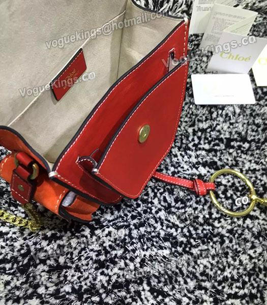 Chloe Jodie Red Leather Small Shoulder Bag Golden Chain-4