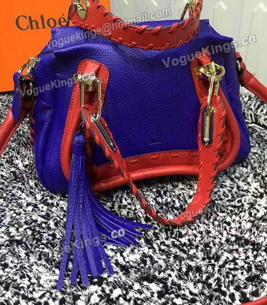 Chloe Latest Design Litchi Veins Blue Leather Shoulder Bag-2