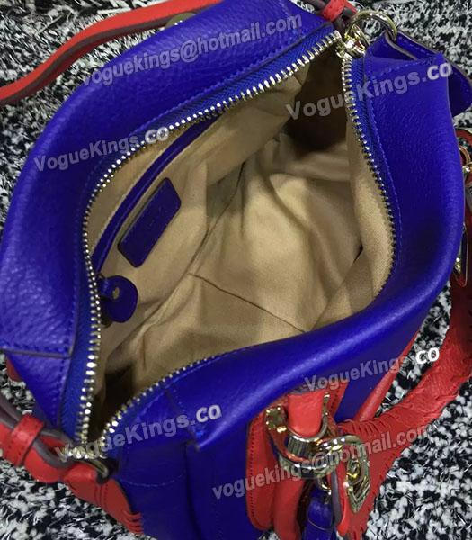 Chloe Latest Design Litchi Veins Blue Leather Shoulder Bag-5