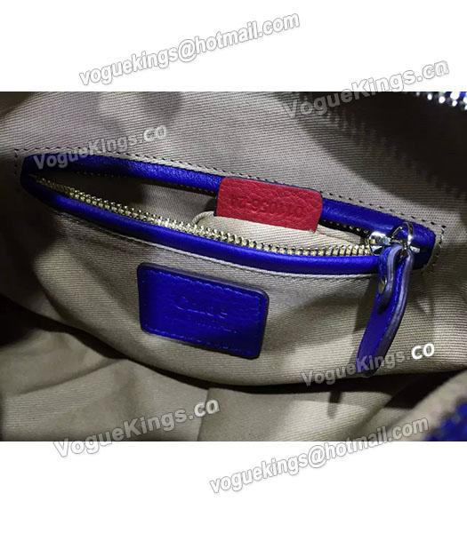 Chloe Latest Design Litchi Veins Blue Leather Shoulder Bag-6