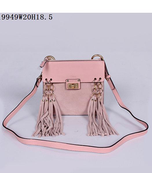 Chloe Latest Design Pink Suede Leather Ribbon Shoulder Bag