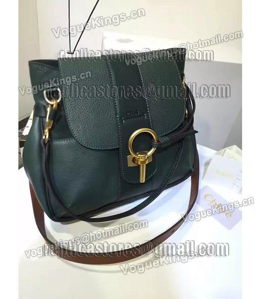 Chloe Lexa Dark Green Calfskin Leather Keys Casusal Backpack-1