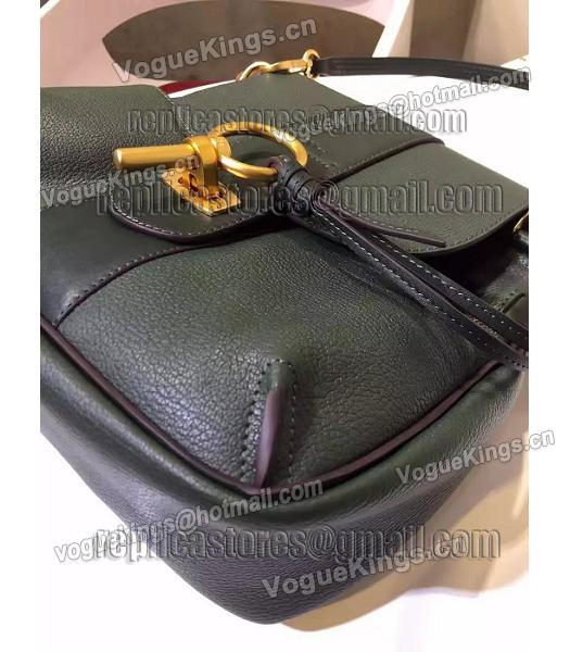 Chloe Lexa Dark Green Calfskin Leather Keys Casusal Backpack-4