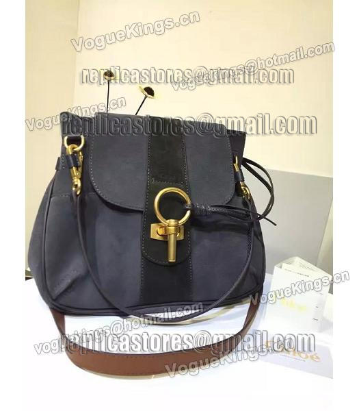 Chloe Lexa Dark Grey Suede Leather Keys Casusal Backpack-1