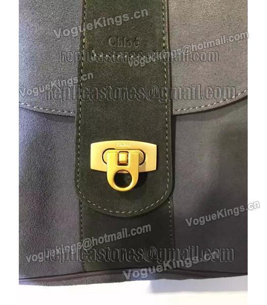 Chloe Lexa Dark Grey Suede Leather Keys Casusal Backpack-5