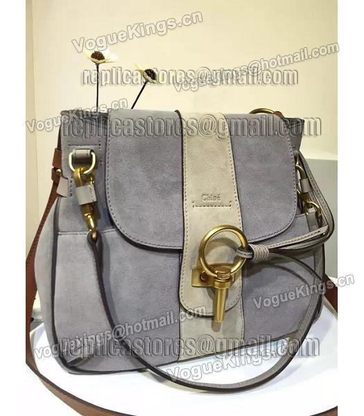 Chloe Lexa Grey Suede Leather Keys Casusal Backpack-1