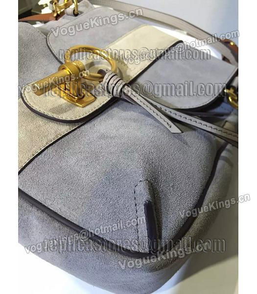 Chloe Lexa Grey Suede Leather Keys Casusal Backpack-4