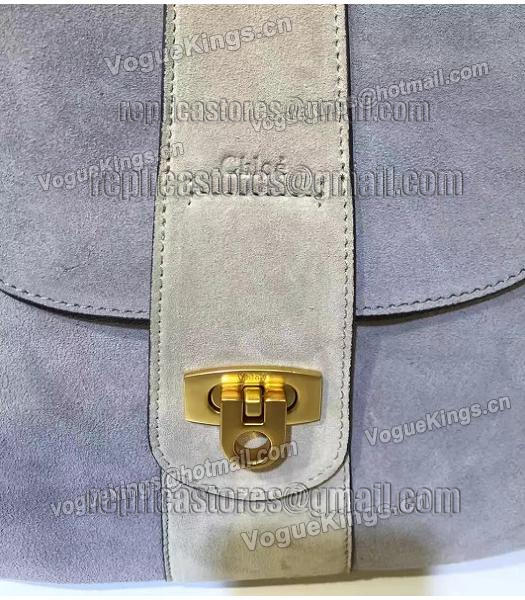 Chloe Lexa Grey Suede Leather Keys Casusal Backpack-6