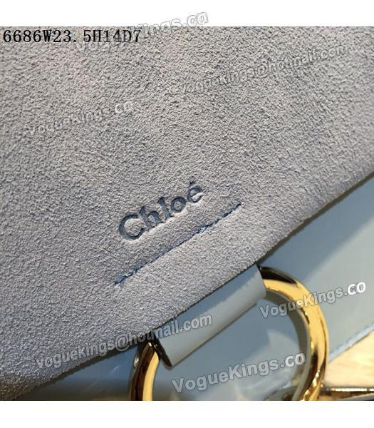 Chloe Light Blue Suede Leather Shoulder Bag Golden Chain-6