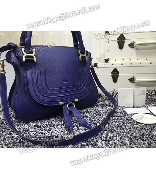 Chloe Marcie Classic Small Tote Bag In Blue Leather-1