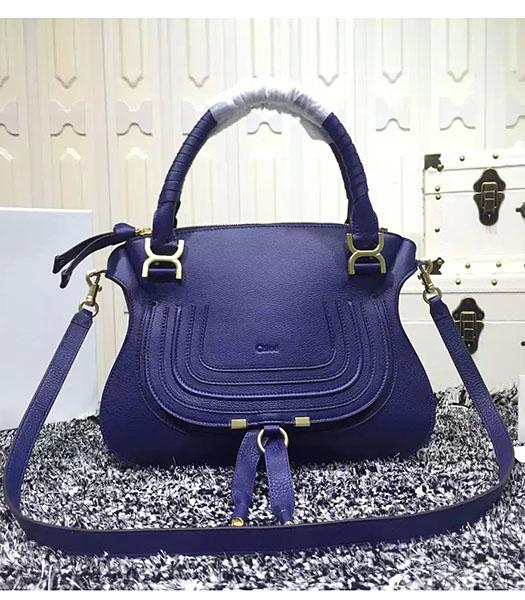 Chloe Marcie Classic Tote Bag In Blue Leather
