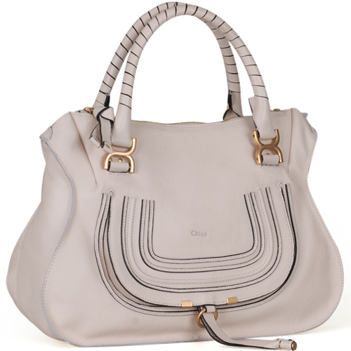 Chloe Marcie Leather Large Tote in White