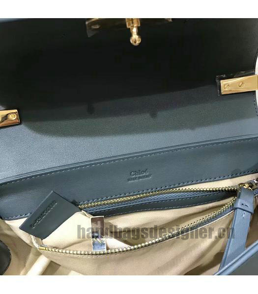 Chloe Original Calfskin Leather 24cm Shoulder Bag Blue-7