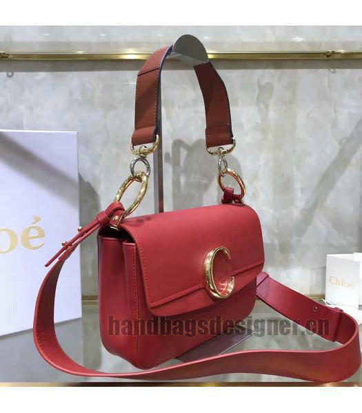 Chloe Original Calfskin Leather 24cm Shoulder Bag Red-1
