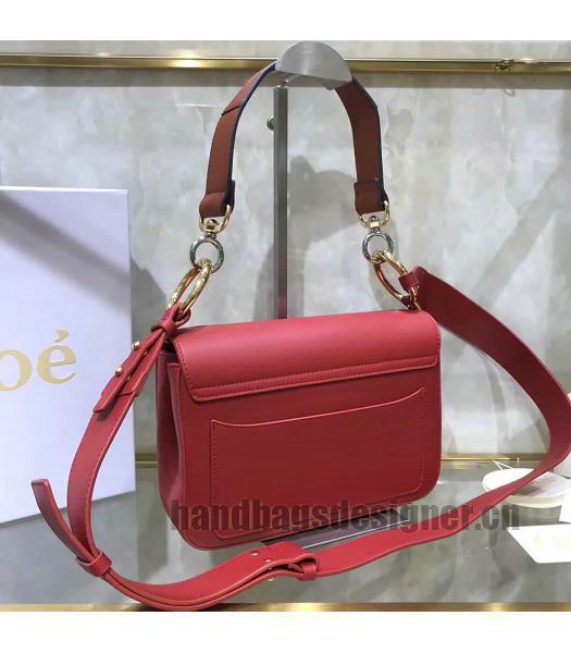 Chloe Original Calfskin Leather 24cm Shoulder Bag Red-4