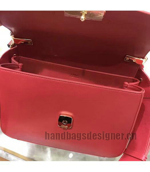 Chloe Original Calfskin Leather 24cm Shoulder Bag Red-5