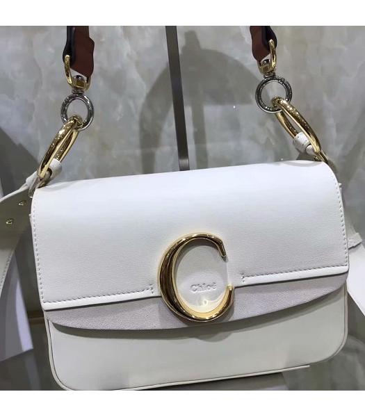 Chloe Original Calfskin Leather 24cm Shoulder Bag White-8