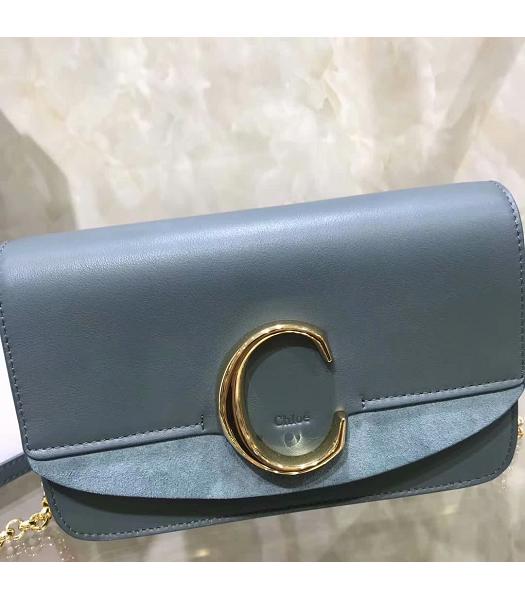 Chloe Original Calfskin Leather Shoulder Bag Blue-8