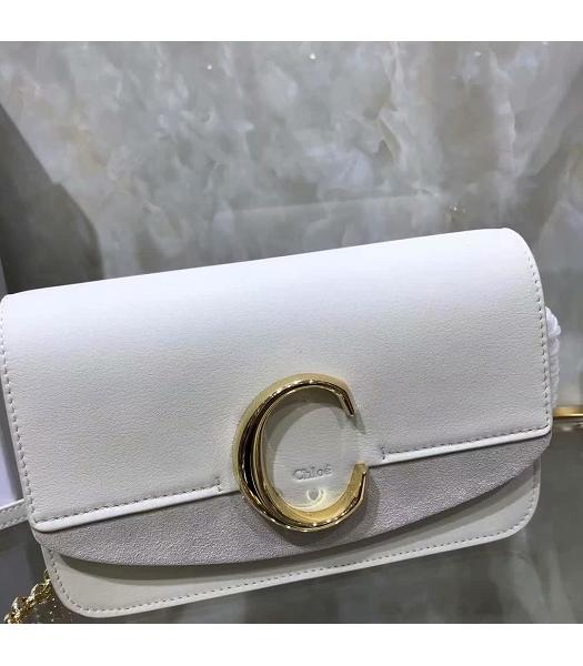 Chloe Original Calfskin Leather Shoulder Bag White-8