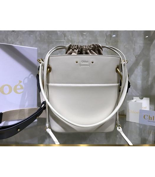 Chloe Original Leather 20cm Mini Roy Bucket Bag White