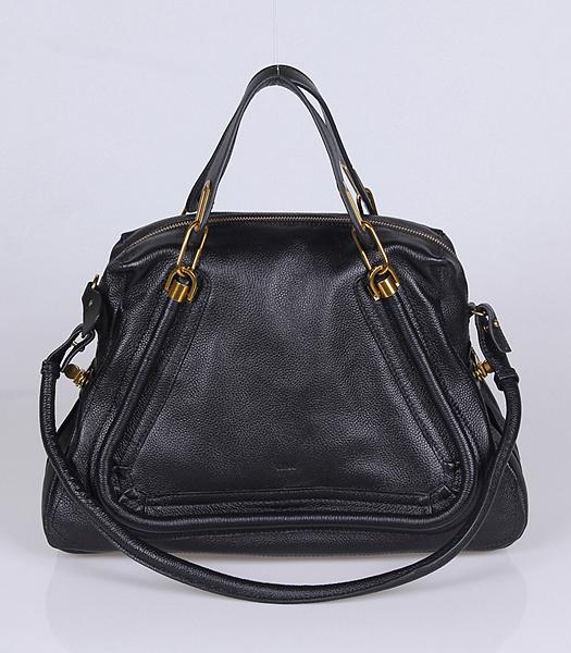 Chloe Paraty 42cm Black Leather Large Shoulder Bag
