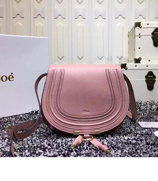 Chloe Pink Calfskin Leather Litchi Veins Mini Shoulder Bag