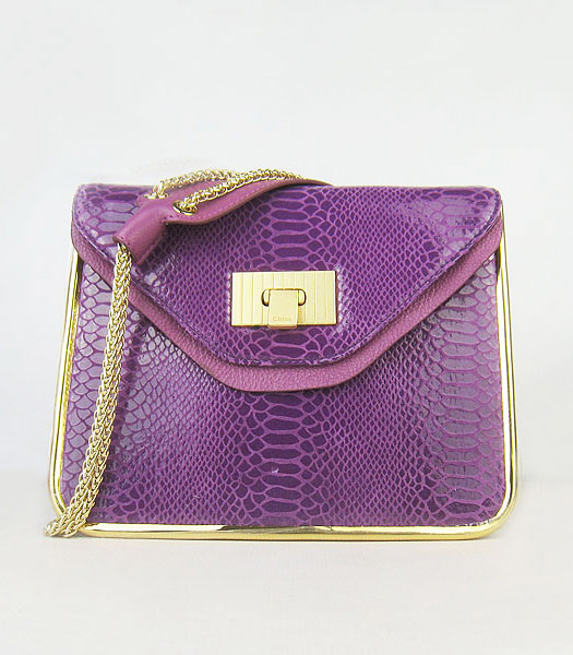 Chloe Sally Snake Pattern Handbag Purple