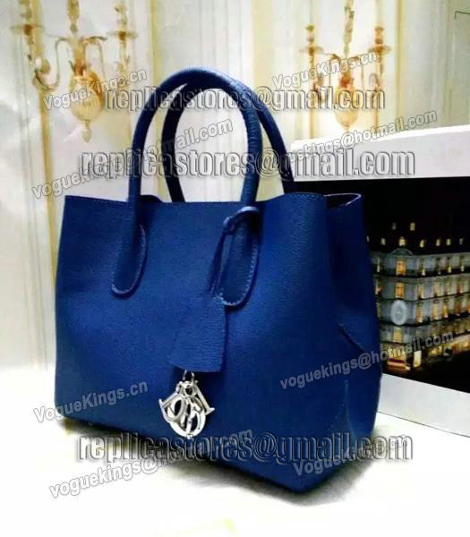 Christian Dior 28cm Exclusive New Tote Bag 60001 Sapphire Blue Leather-4