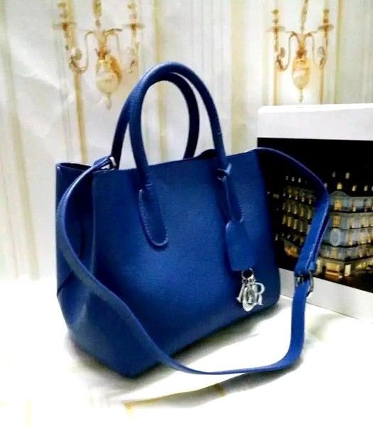 Christian Dior 28cm Exclusive New Tote Bag 60001 Sapphire Blue Leather