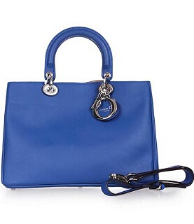 Christian Dior 33cm Diorissimo Bag Diamond Blue Original Leather Golden Metal