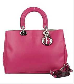 Christian Dior 33cm Diorissimo Bag In Plum Red Leather