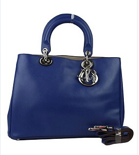 Christian Dior 33cm Diorissimo Bag In Sapphire Blue Leather
