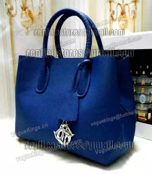 Christian Dior 35cm Exclusive New Tote Bag 60001 Sapphire Blue Leather-4