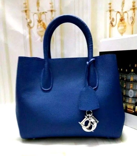 Christian Dior 35cm Exclusive New Tote Bag 60001 Sapphire Blue Leather
