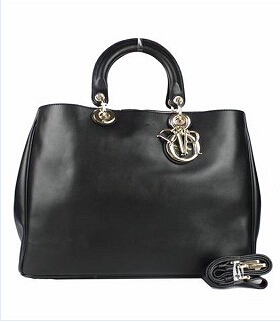 Christian Dior 40cm Diorissimo Bag Black Leather Light Gloden Metal
