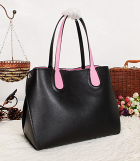 Christian Dior Addict Shopping Bag Two-Tone Calfskin Leather Black/Sakura Pink