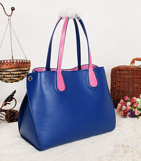 Christian Dior Addict Shopping Bag Two-Tone Calfskin Leather Dark Blue/Sakura Pink