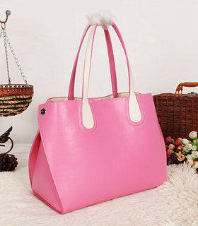 Christian Dior Addict Shopping Bag Two-Tone Calfskin Leather Sakura Pink/White