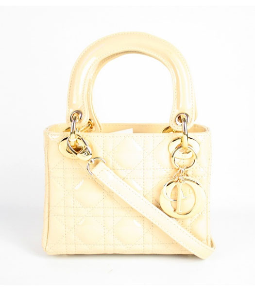 Christian Dior Apricot Gold Patent Leather Small Tote Bag 