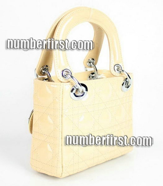 Christian Dior Apricot Silver Patent Leather Small Tote Bag -1