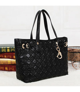 Christian Dior Black Lambskin Leather Shopper Bag